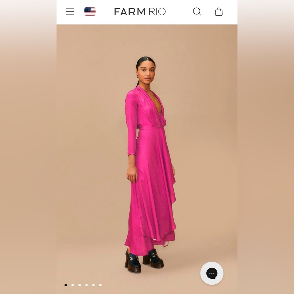 Farm Rio Pink Long Sleeve Maxi Dress